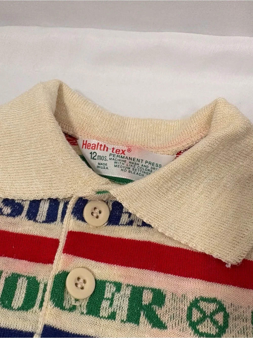 Vintage 1980’s 12 Months Health-Tex Collard Long Sleeve Soccer Shirt